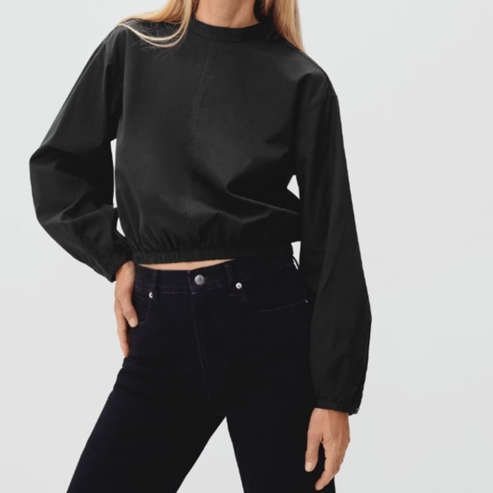 Everlane Mock Neck Bubble Shirt Black Size XS